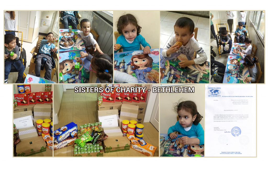 Easter gifts and celebration for the children at Sisters of Charity, Bethlehem
