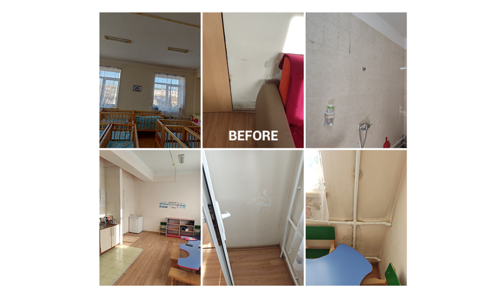 Lavori di ristrutturazione presso la casa dei bambini del 9° dipartimento di Gyumri.