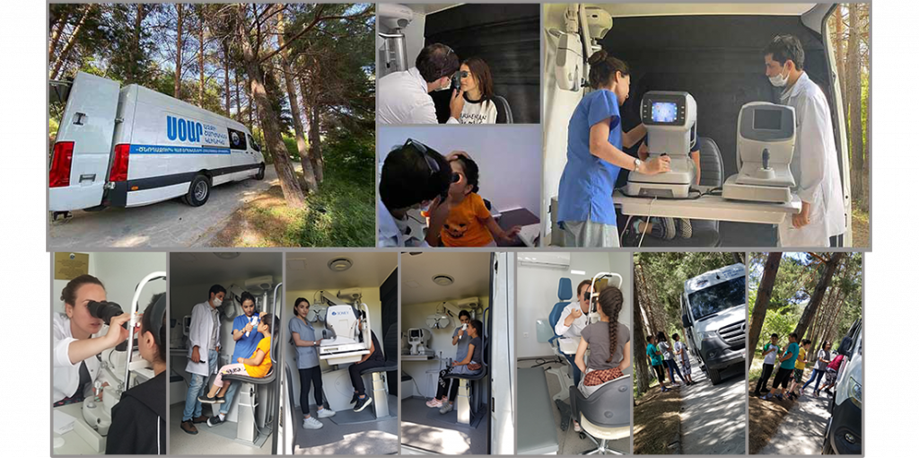SOAR Mobile Eye Care Van visita al campamento Tsaghgadzor
