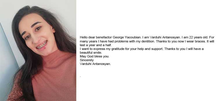 Varduhi from OLA Kanaker new braces through the SOAR Sponsorship Fund