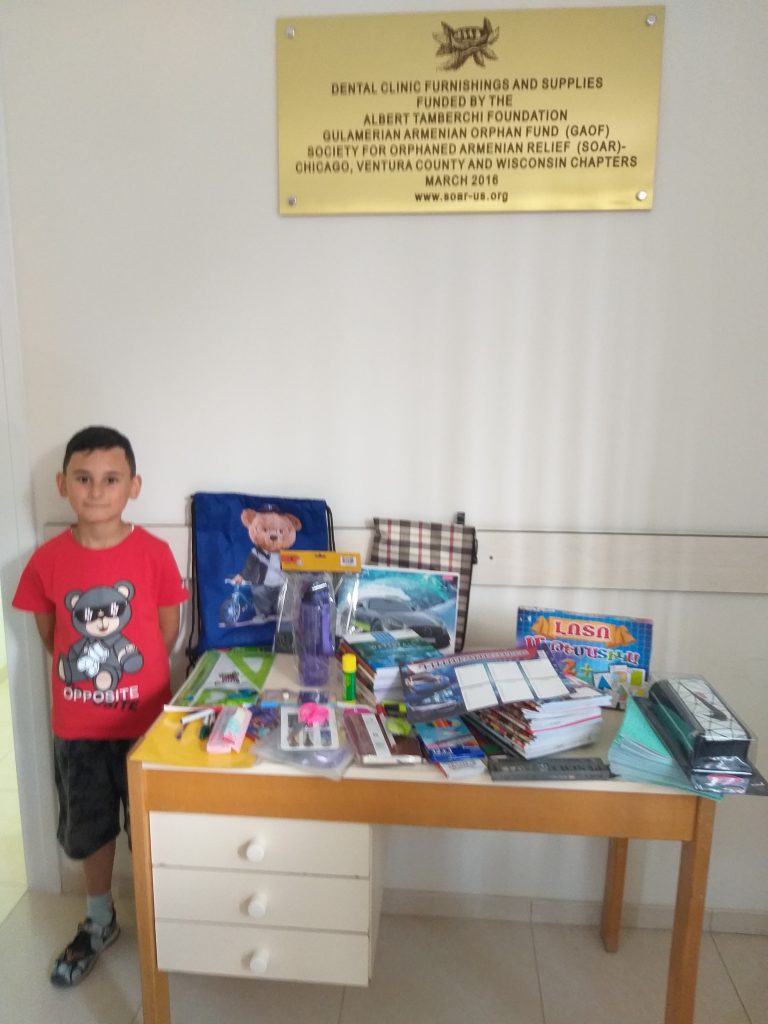 Armen Hovhannisyan received school supplies and clothes