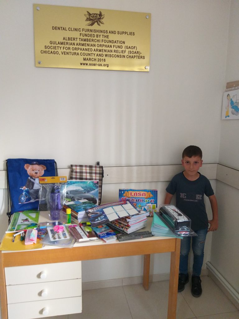 Garnik Mushegyan received school supplies and clothes