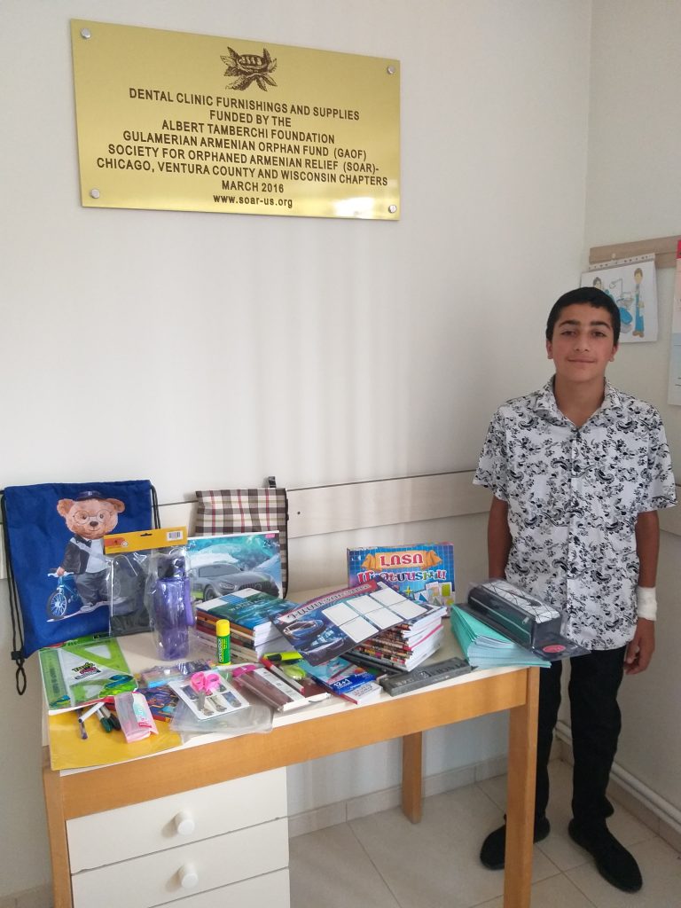 Arman Kutsuzyan received school supplies and clothes