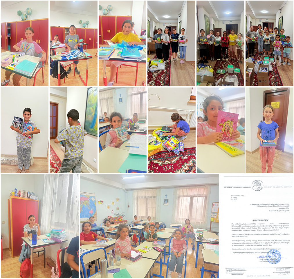 School supplies for Our lady of Armenia Center children